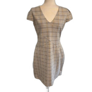 Express | Plaid V Neck Knee Length Dress Size Medium Lined Career Office Work